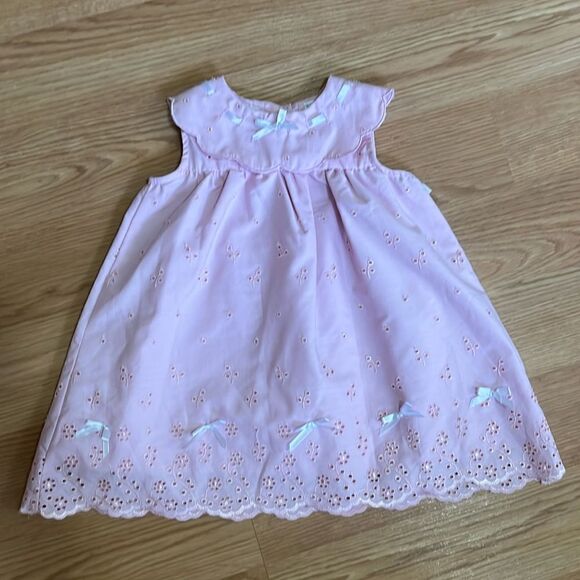 B.T. KIDS GIRLS SIZE 6/9 MONTHS PINK EYELET DRESS - Picture 1 of 6
